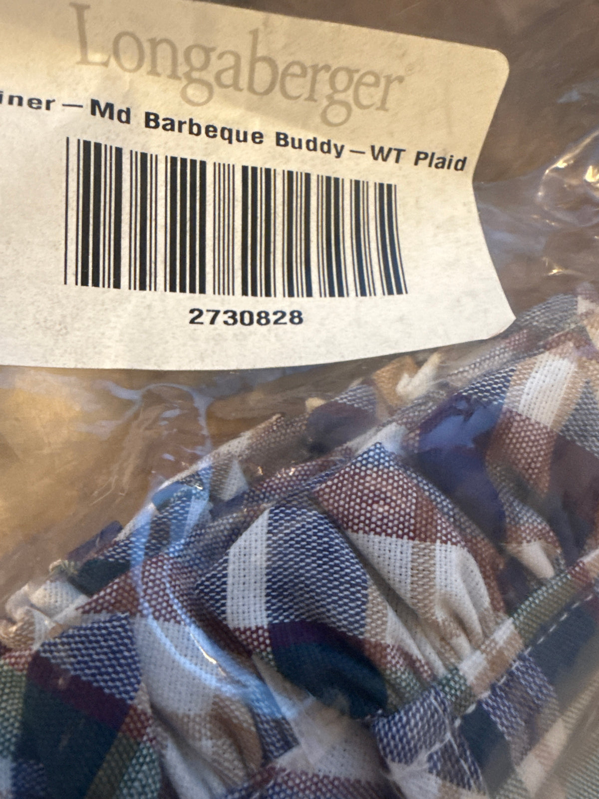 Longaberger medium barbeque buddy liner WT plaid