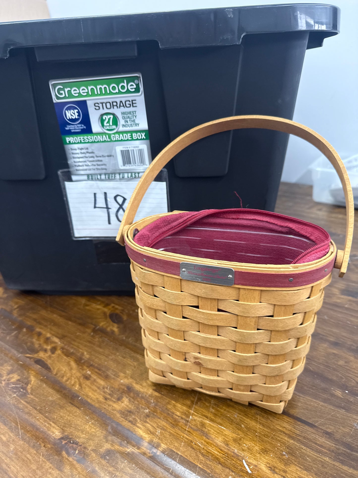 Longaberger 2005 woven memories basket with liner and protector
