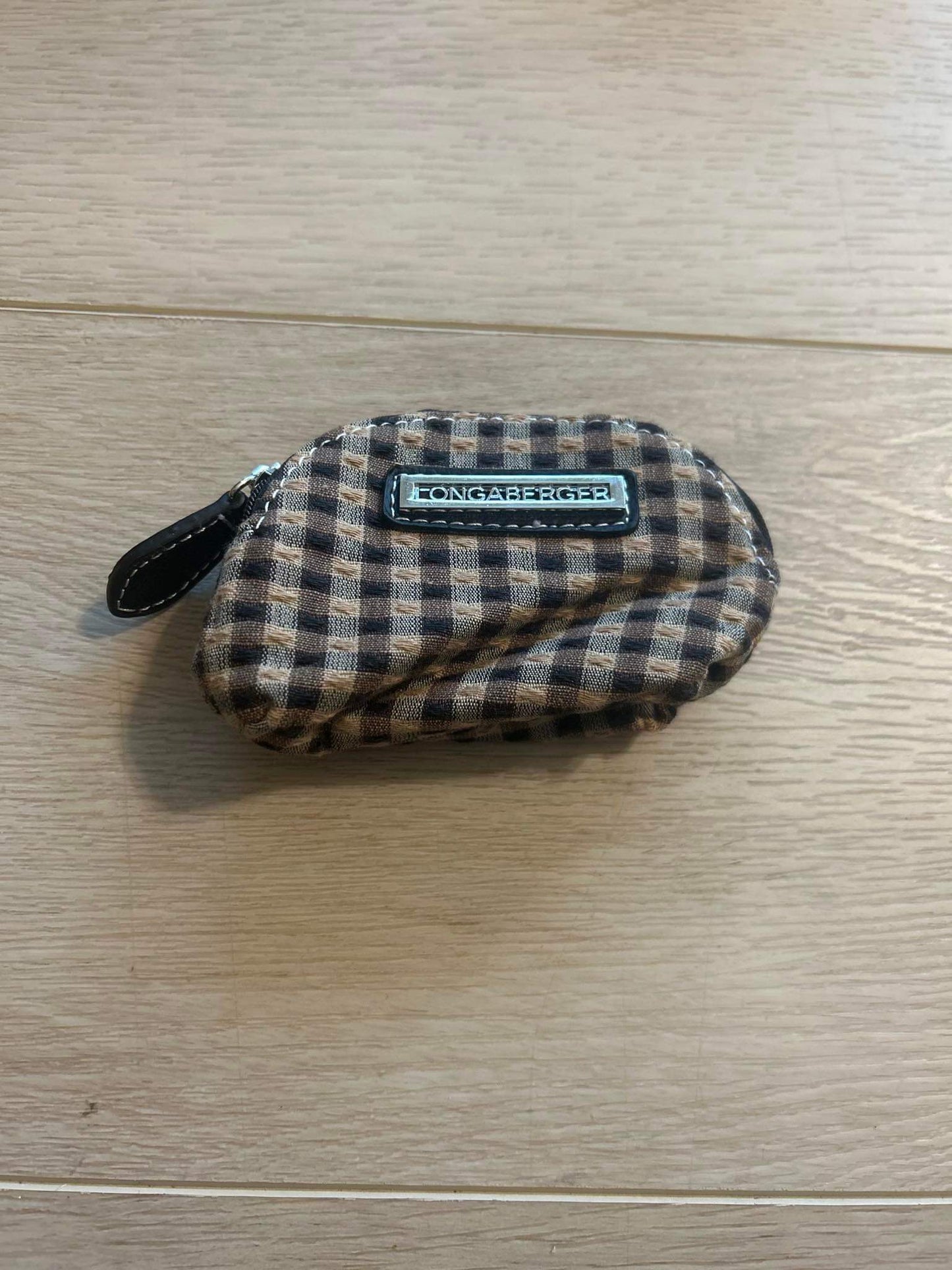 Longaberger Small Coin Purse in Khaki Check