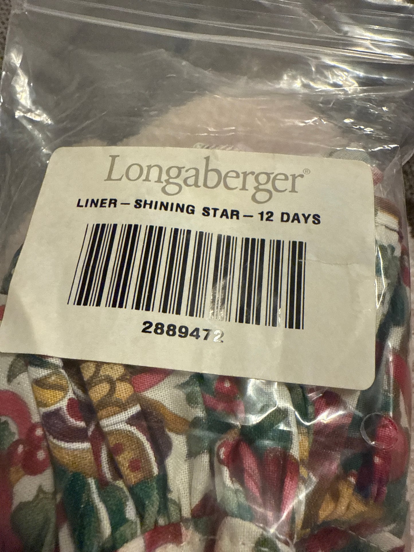 Longaberger shining star liner in 12 days