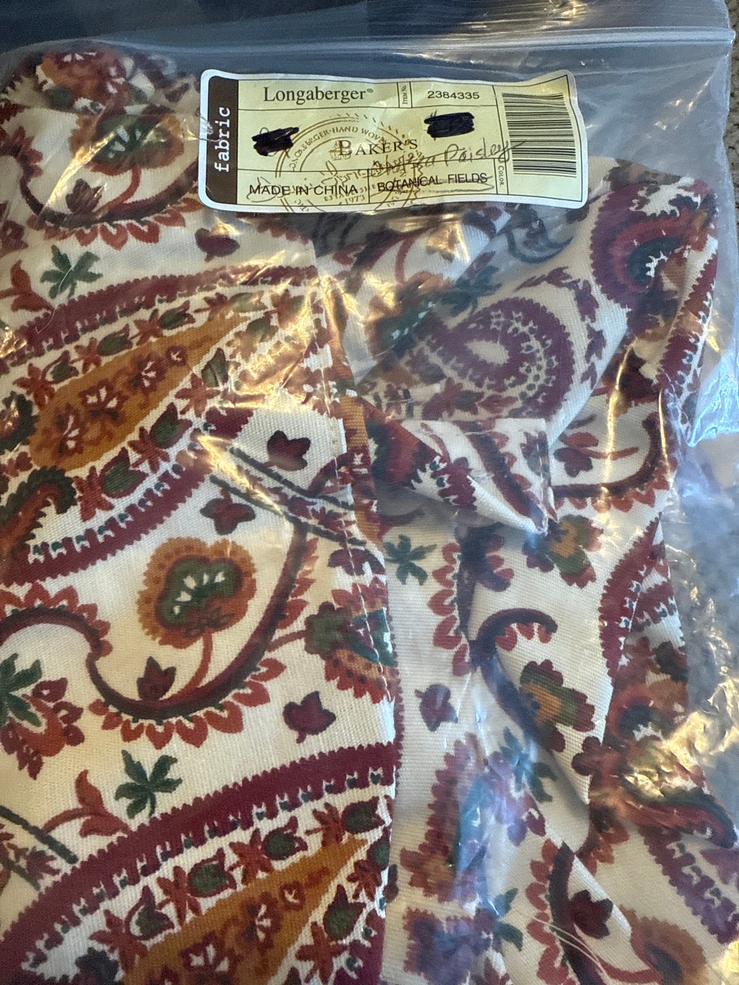 Longaberger baker’s liner in Chelsea paisley