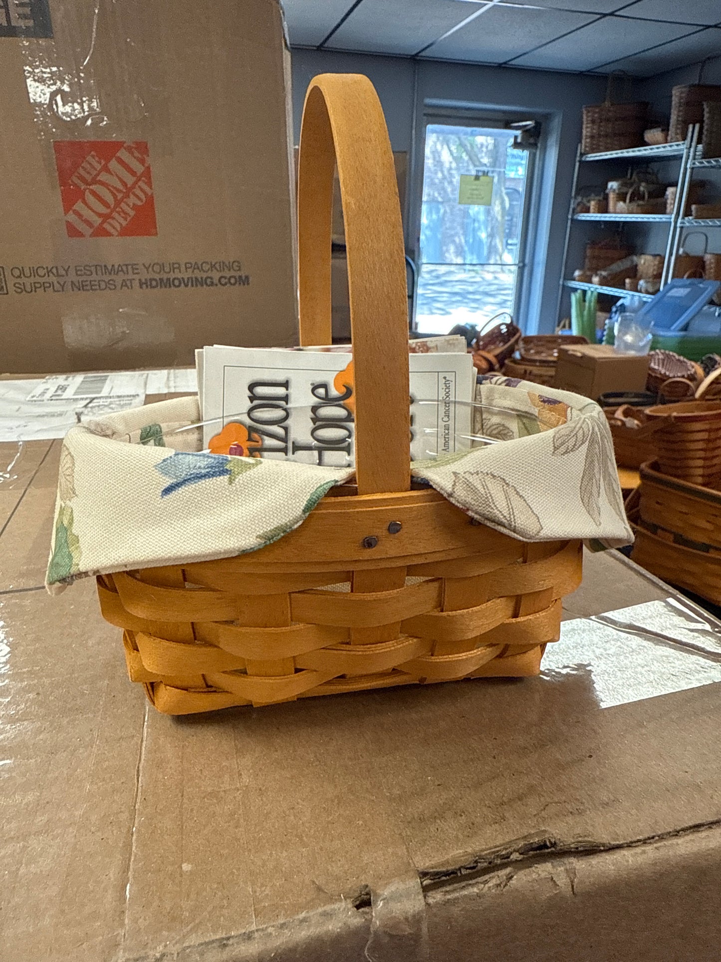 Longaberger 1999 horizon of hope basket with liner and protector