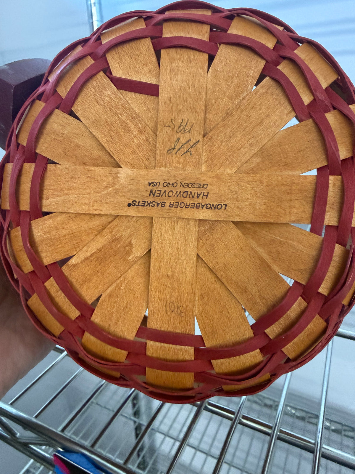 Longaberger button basket with tie on