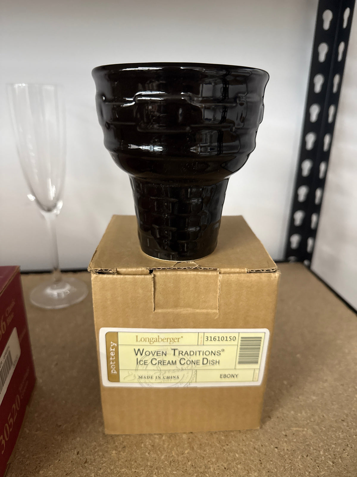 Longaberger ice cream cone dish in ebony