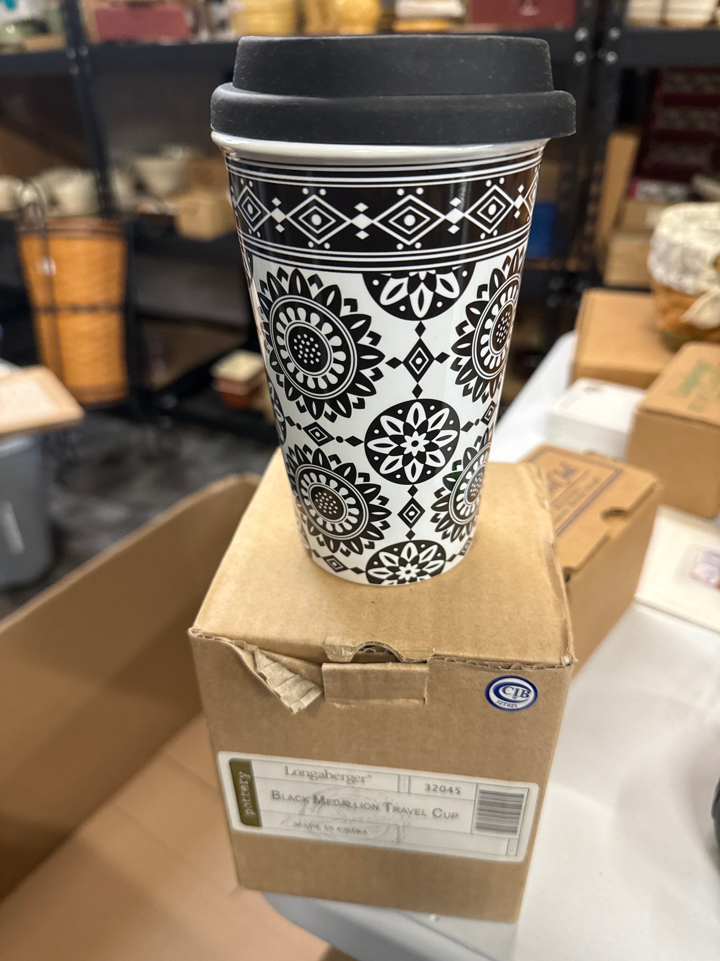 Longaberger blank medallion travel mug