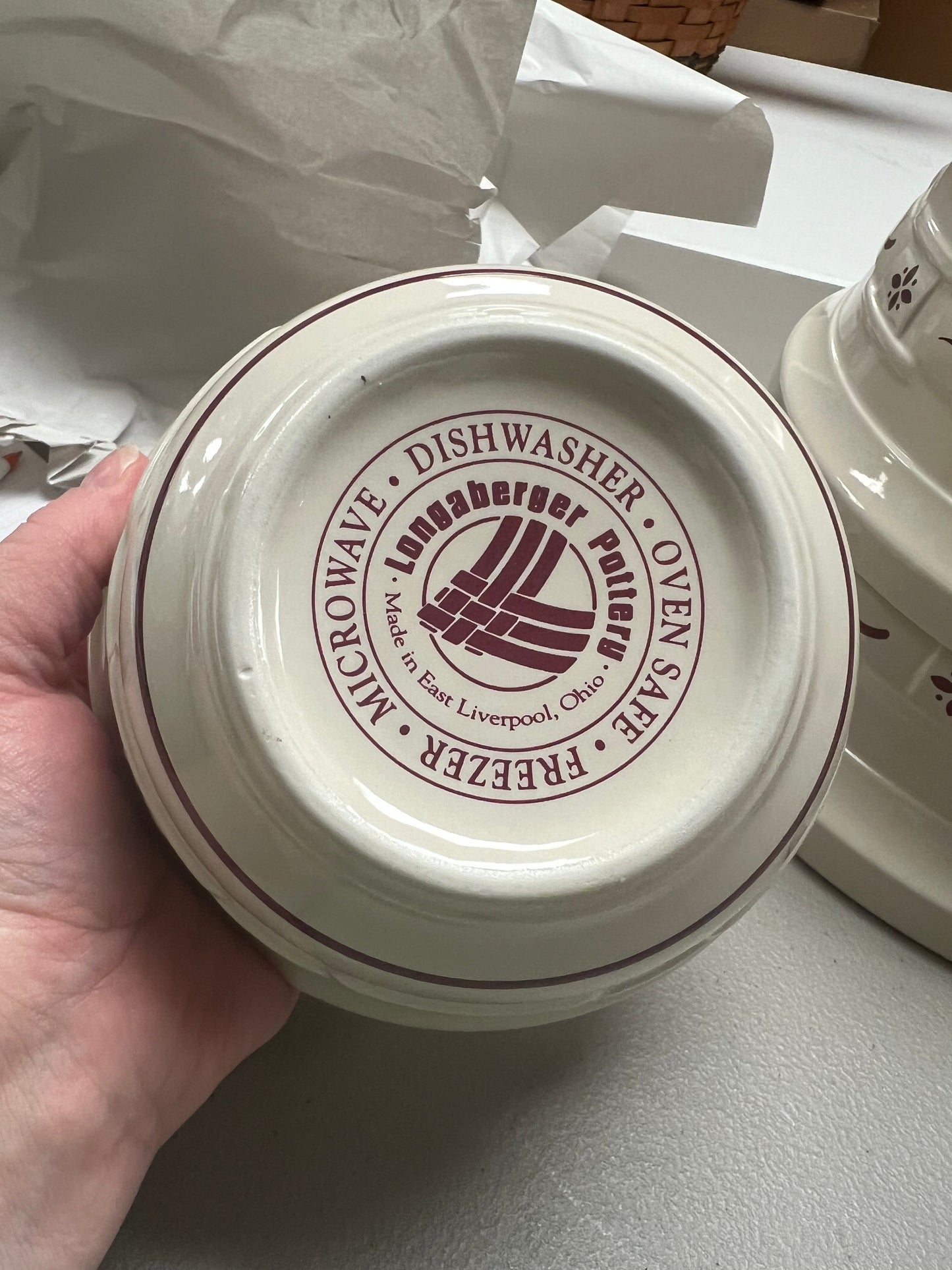 Longaberger set of 4 mixing bowls in traditional red