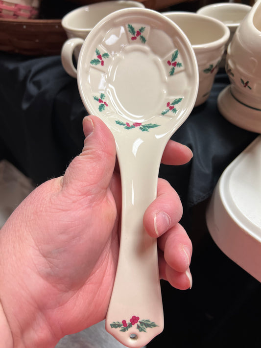 Longaberger traditional holly spoon rest