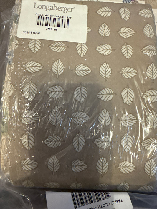 Longaberger overlay 36” stone leaf