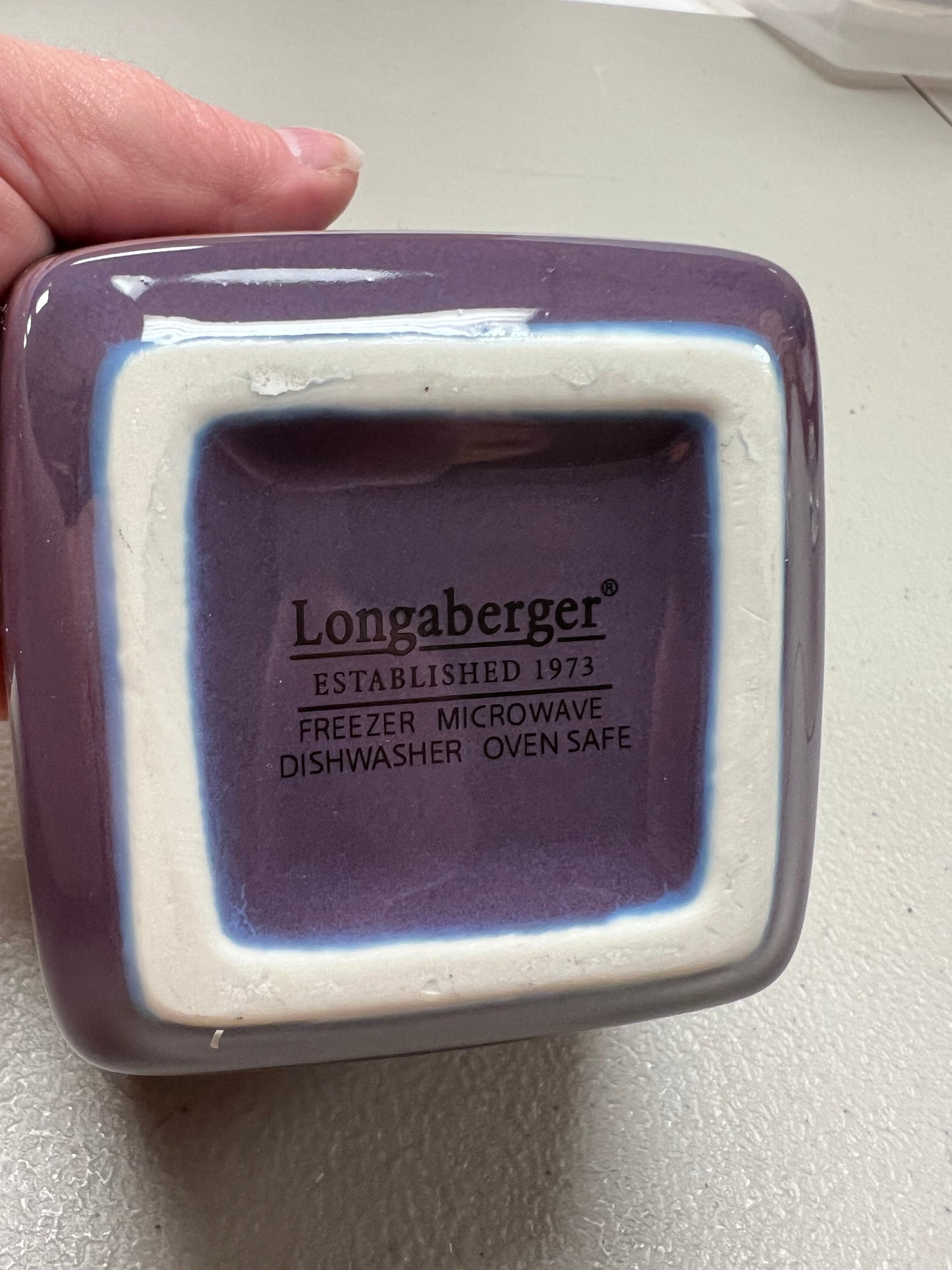 Longaberger square dish on eggplant