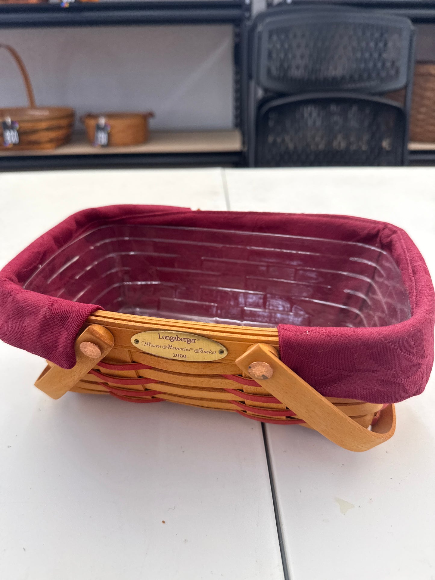 Longaberger 2000 woven memories basket with liner and protector