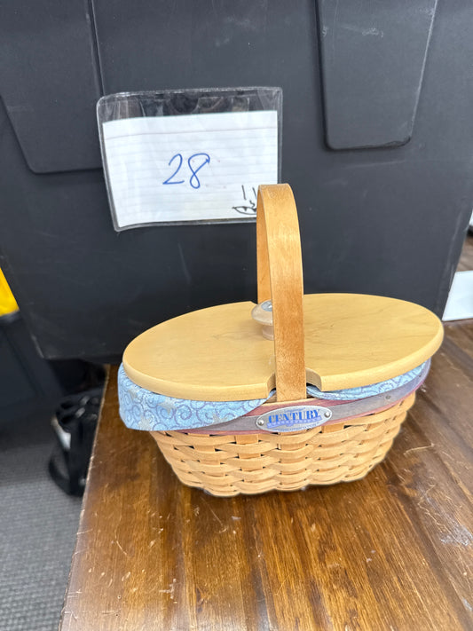 Longaberger hostess appreciation century celebration basket with lid, liner, and protector