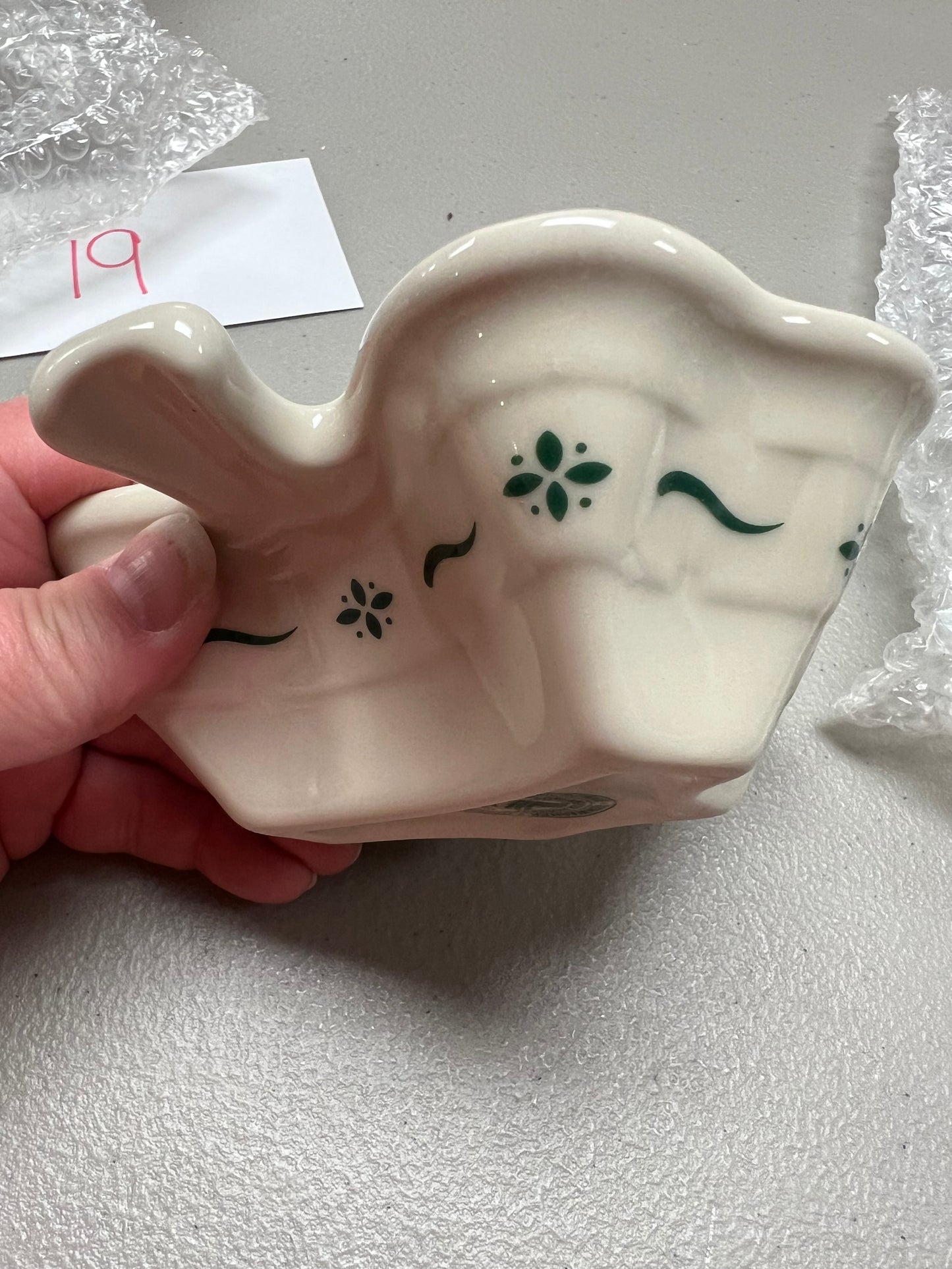 Longaberger shamrock ramekin in heritage green