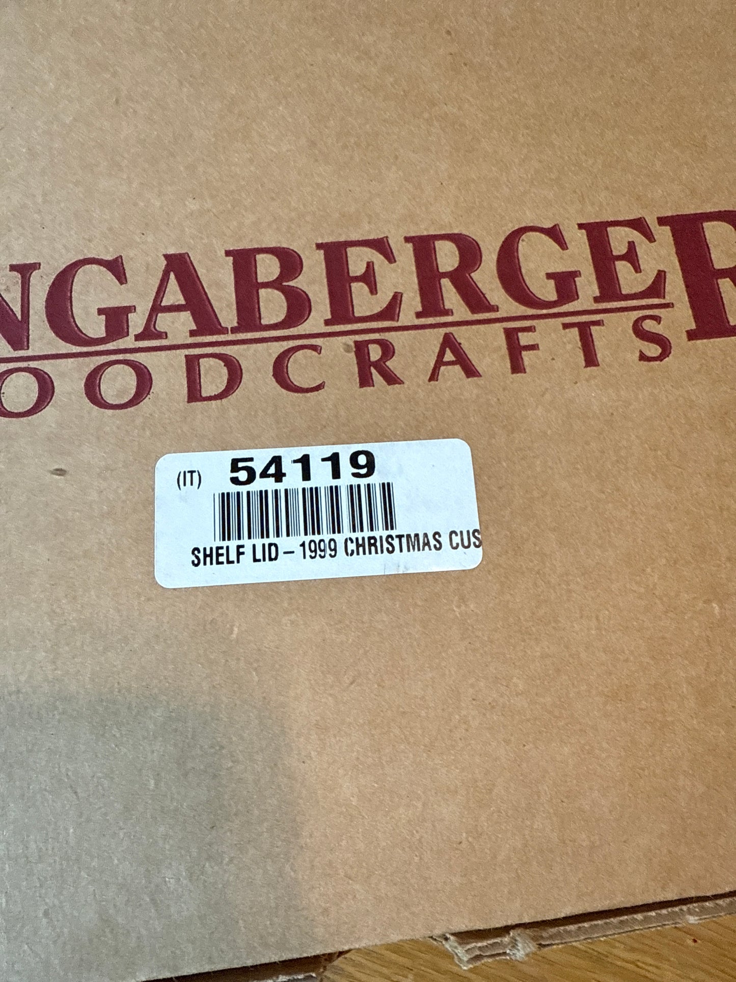 Longaberger shelf/ lid to large snowman customer 1999