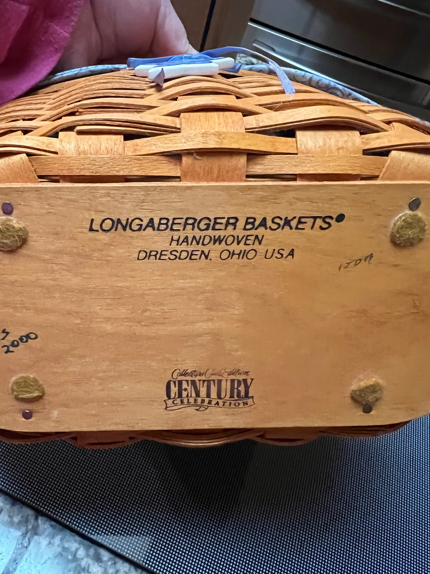 Longaberger Collectors Club Century Celebration Basket with Liner, Protector and Tie On