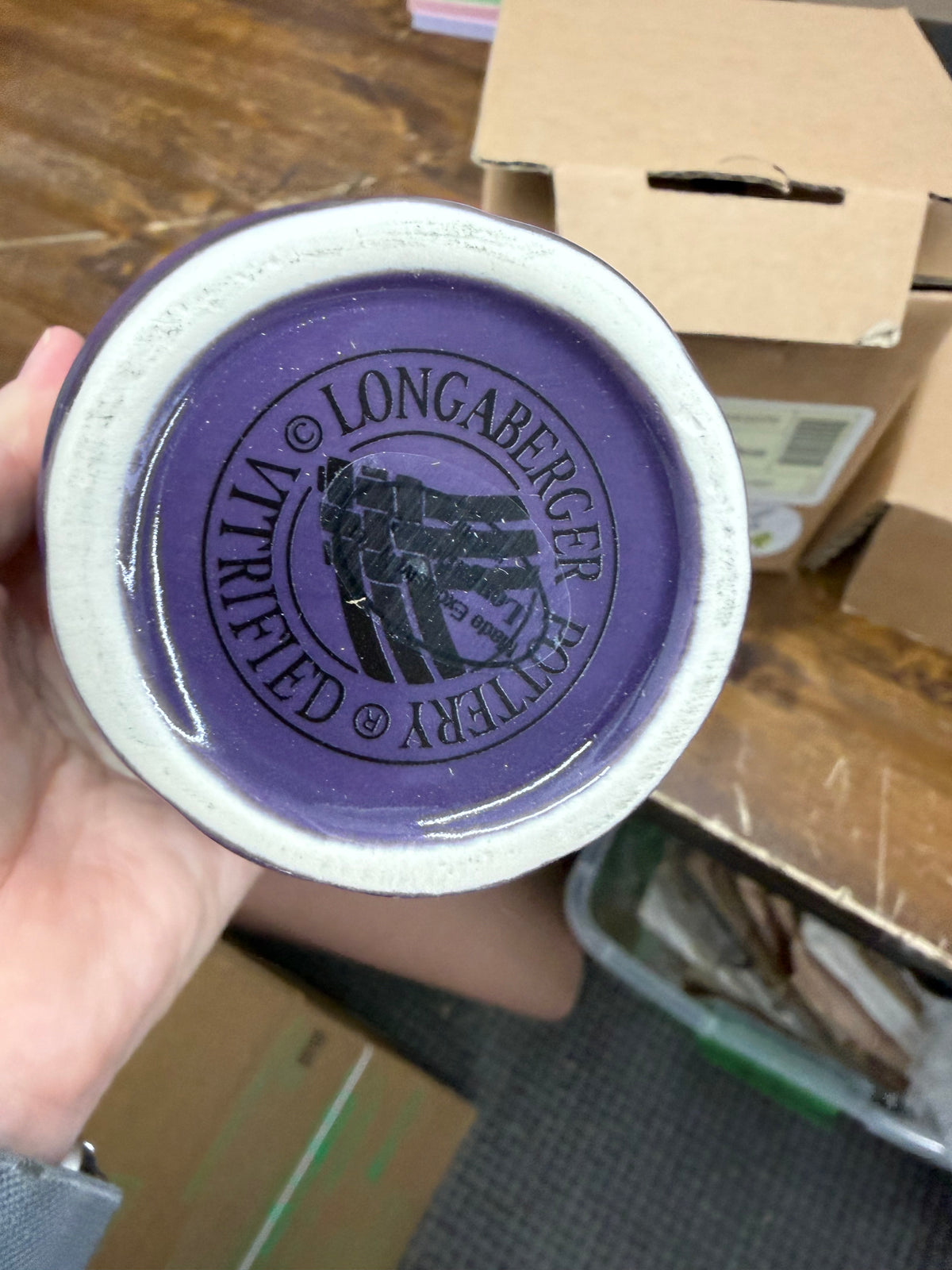 Longaberger ice cream cone dish in eggplant