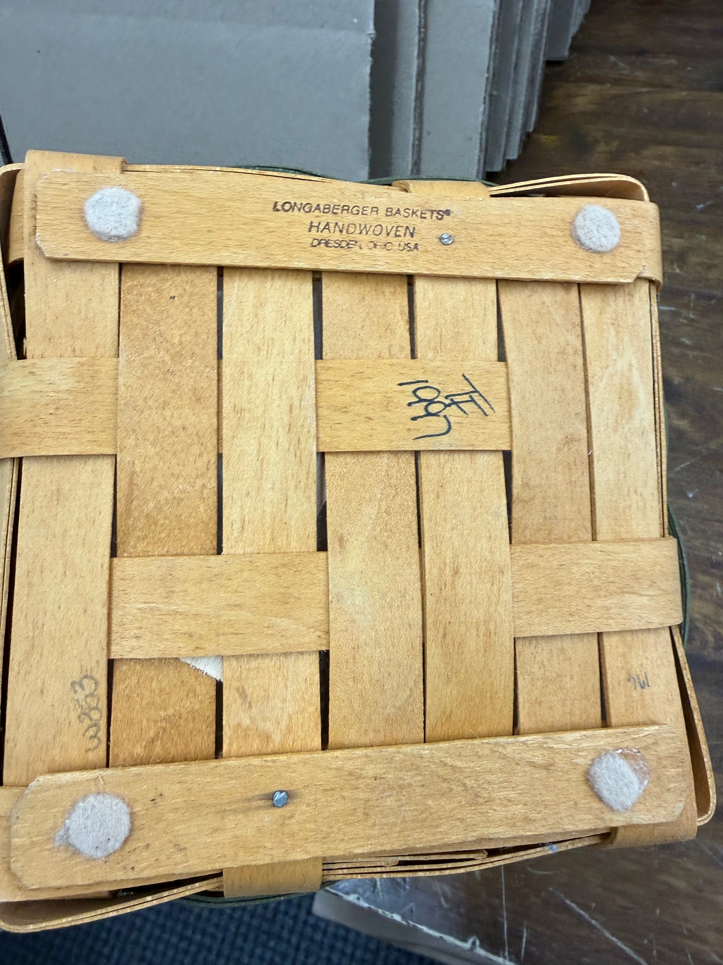 Longaberger medium berry basket with protector (has some white rubbing as shown)