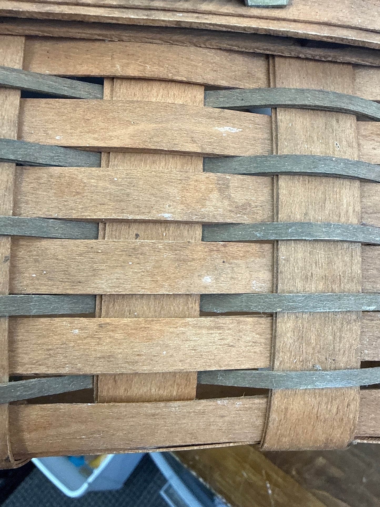 Longaberger small key basket (handle is stiff and there are spots on the basket as pictured)