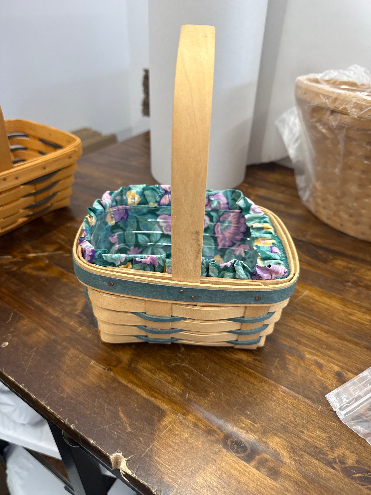 Longaberger 1993 small Easter basket with liner and protector