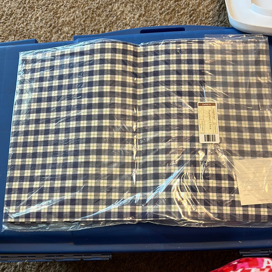 Longaberger pair of placemats in blue ribbon plaid