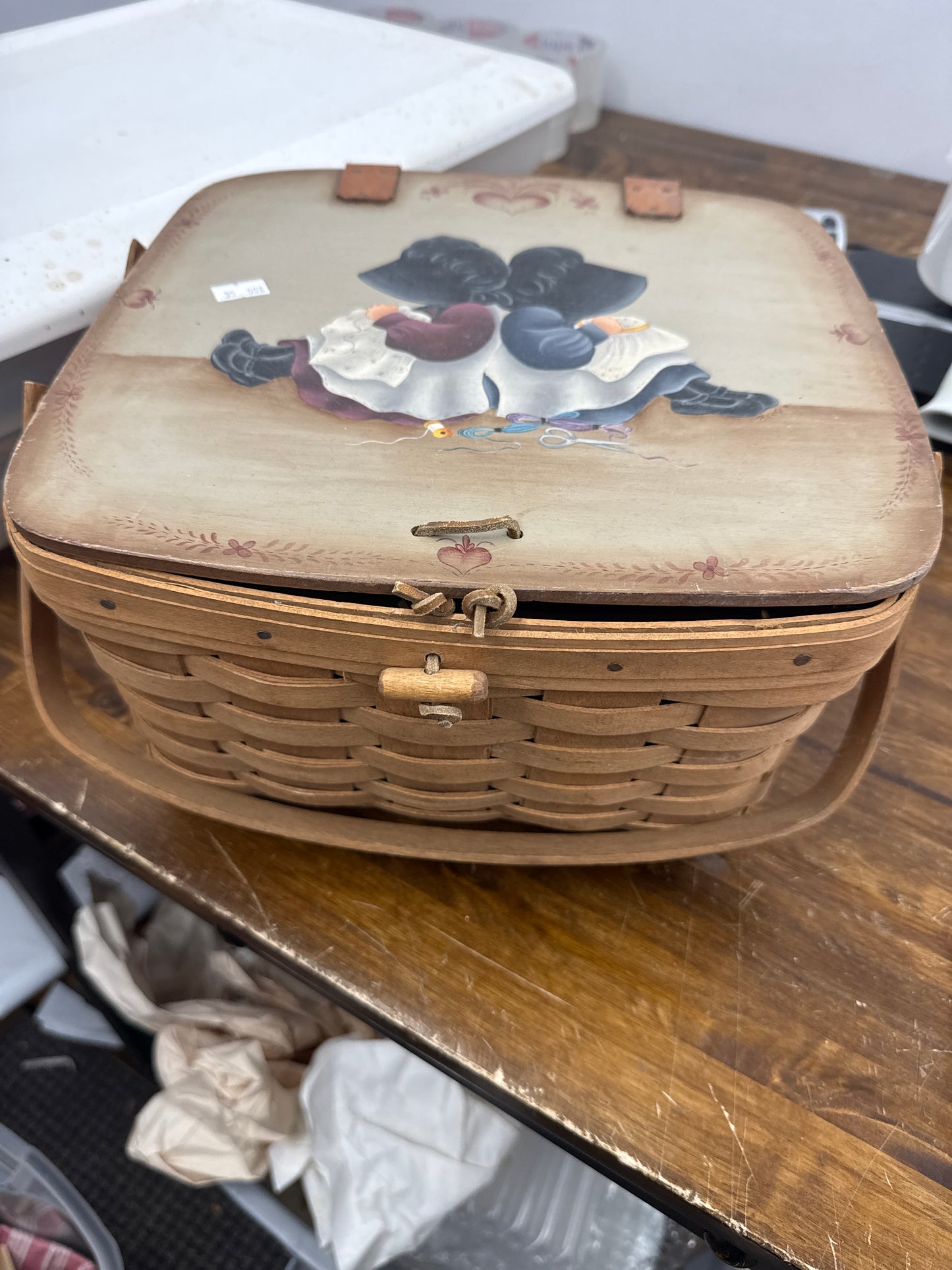 Longaberger picnic basket with riser and checkers