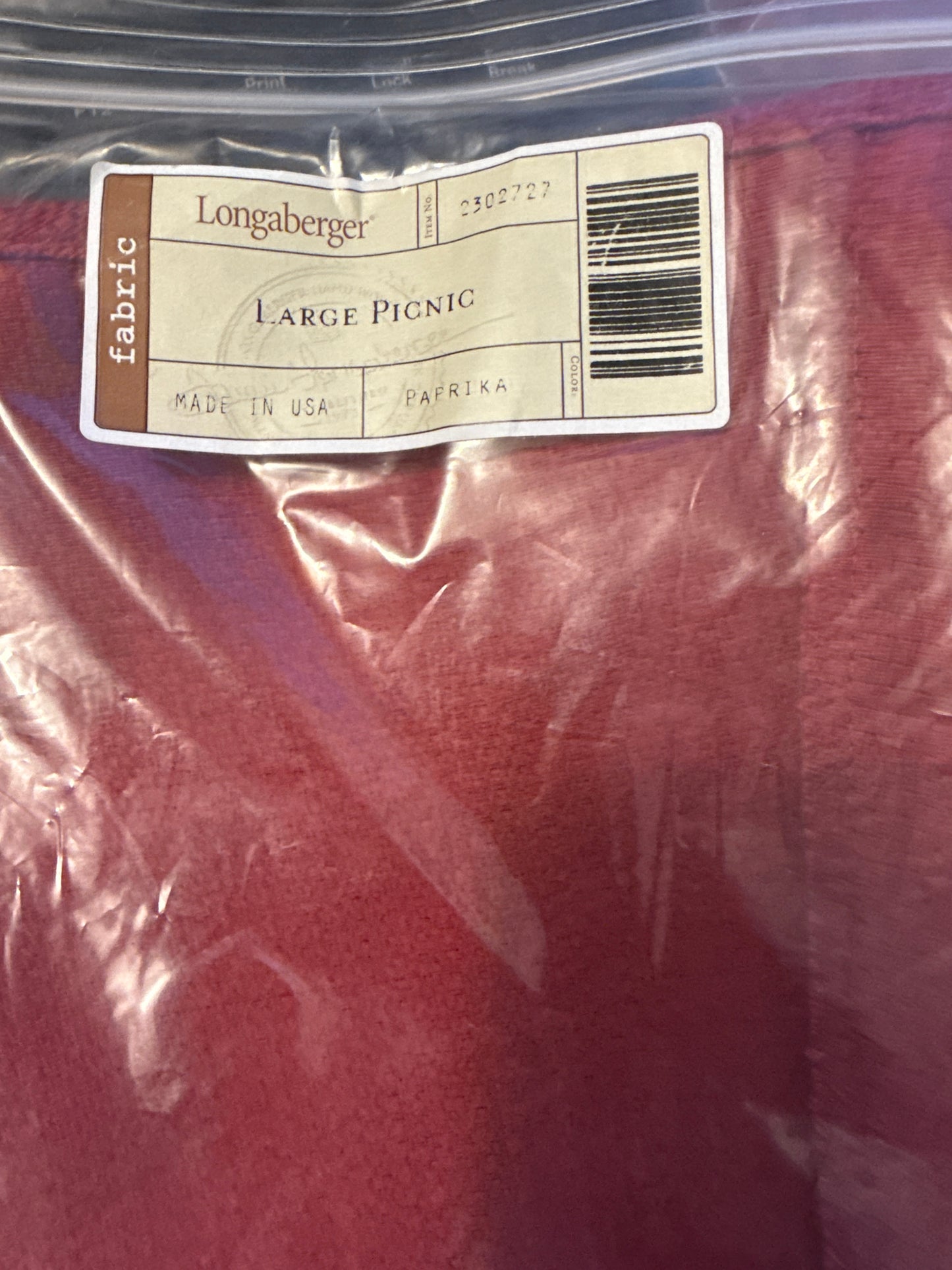 Longaberger large picnic liner in paprika