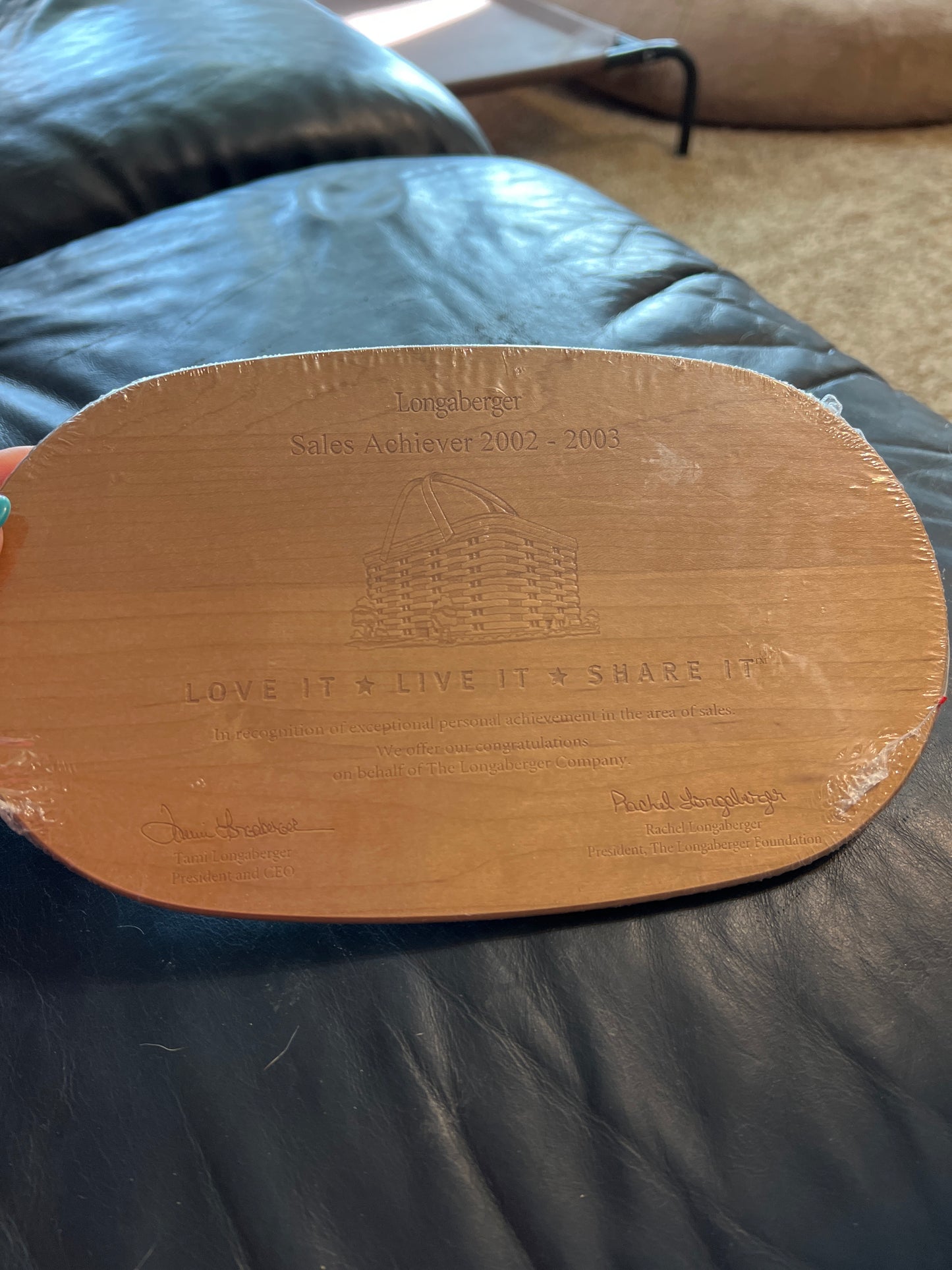 Longaberger sales achiever 2002-2003 lid