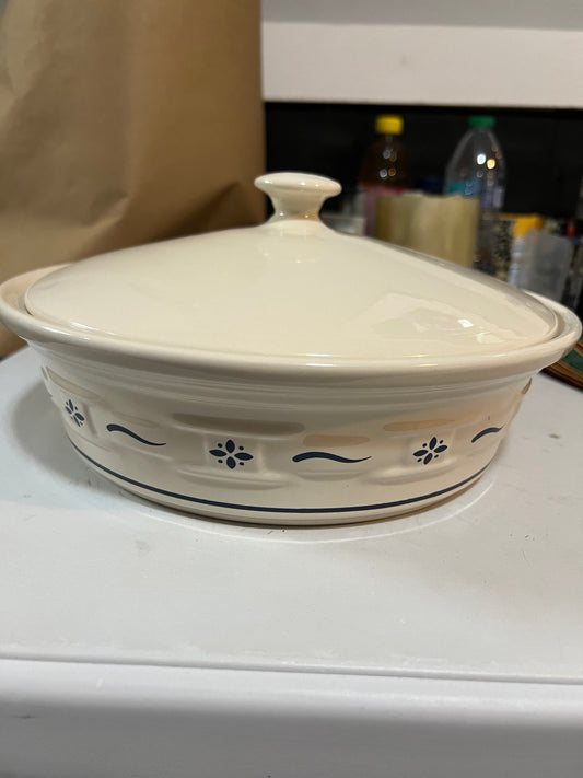 Longaberger classic blue covered casserole