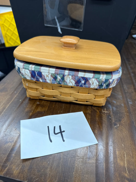 Longaberger address basket with liner, protector, address cards, and lid