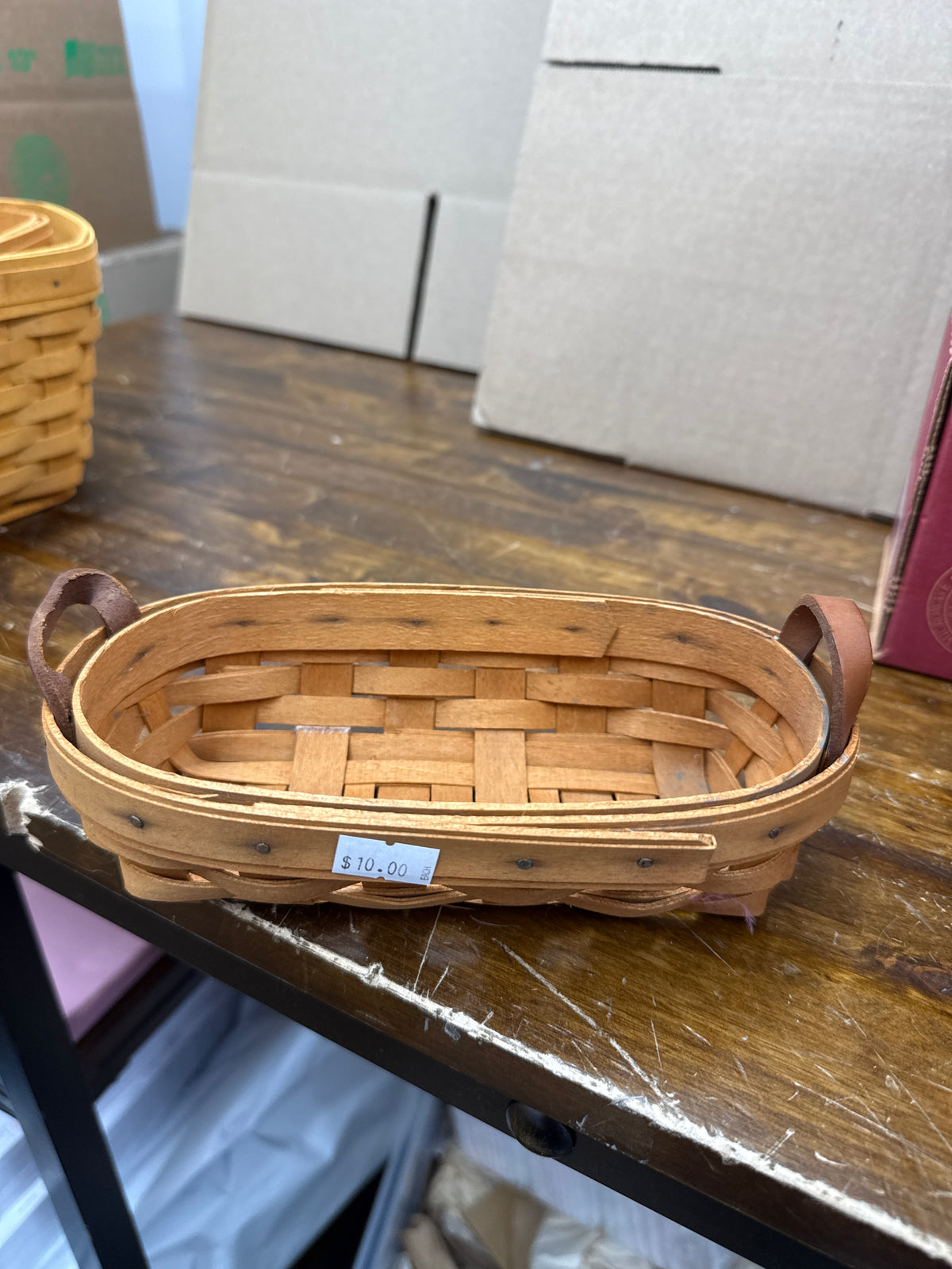 Longaberger lavender basket -handles are a little stiff