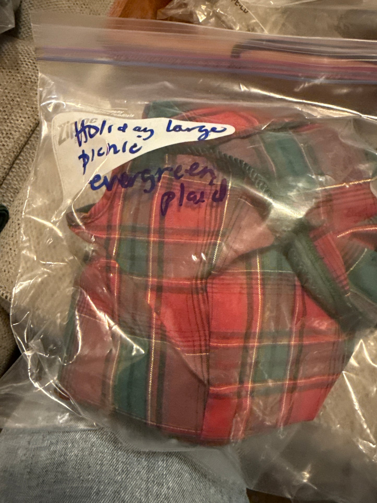 Longaberger holiday large picnic in evergreen plaid