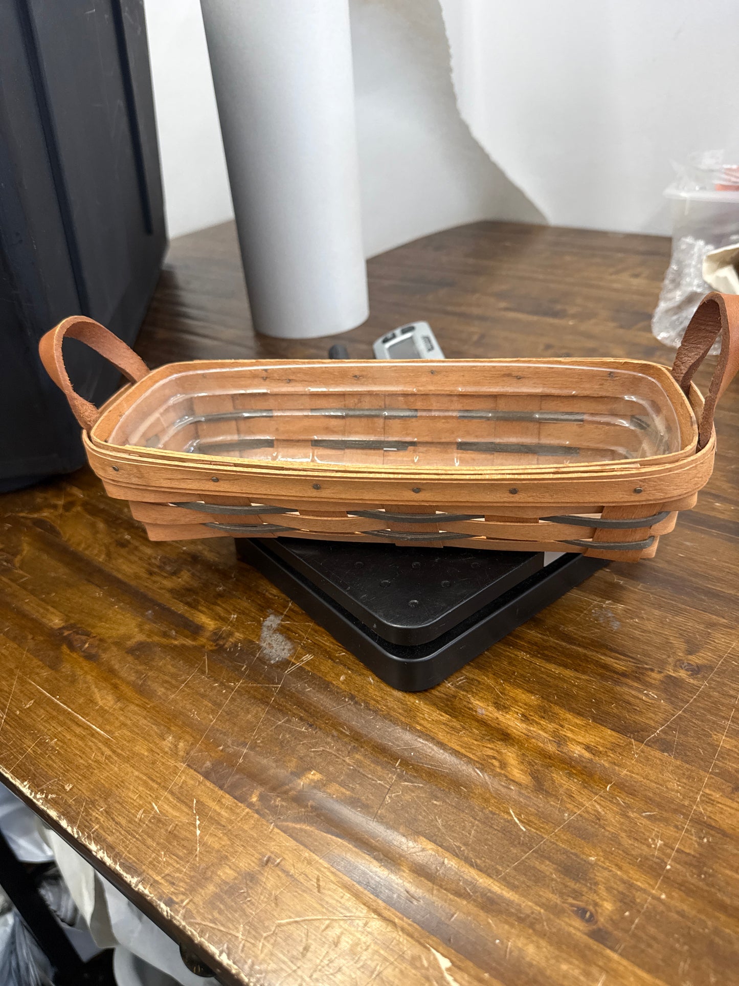 Longaberger cracker basket with protector (protector is dirty)