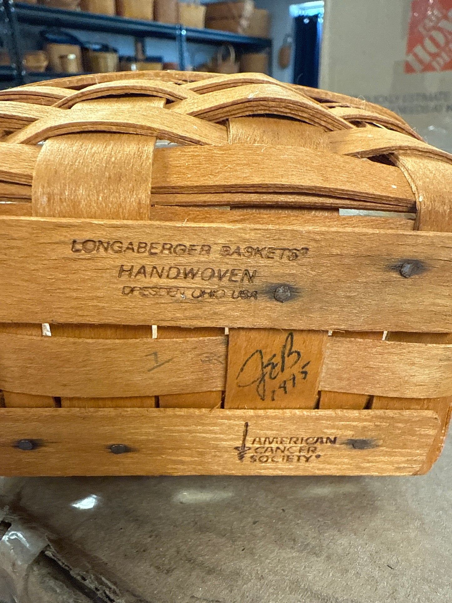 Longaberger 1995 horizon of hope basket with protector