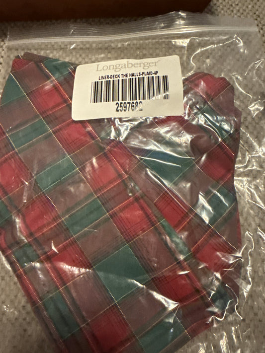 Longaberger deck the halls liner in evergreen plaid