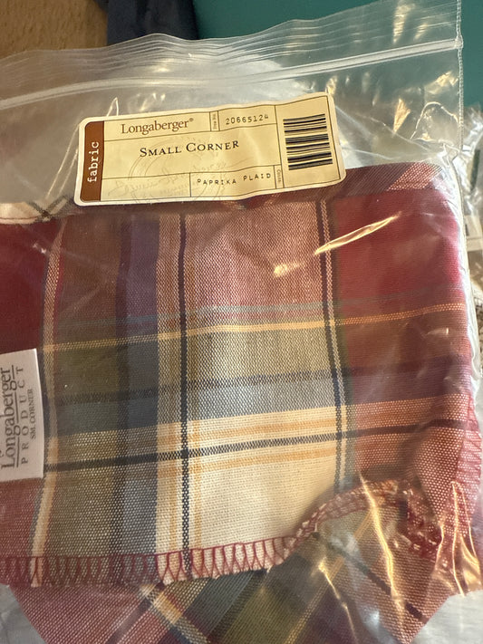 Longaberger small corner liner in paprika plaid