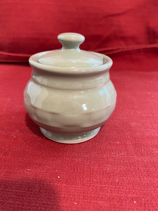 Longaberger sugar bowl with lid in Sage