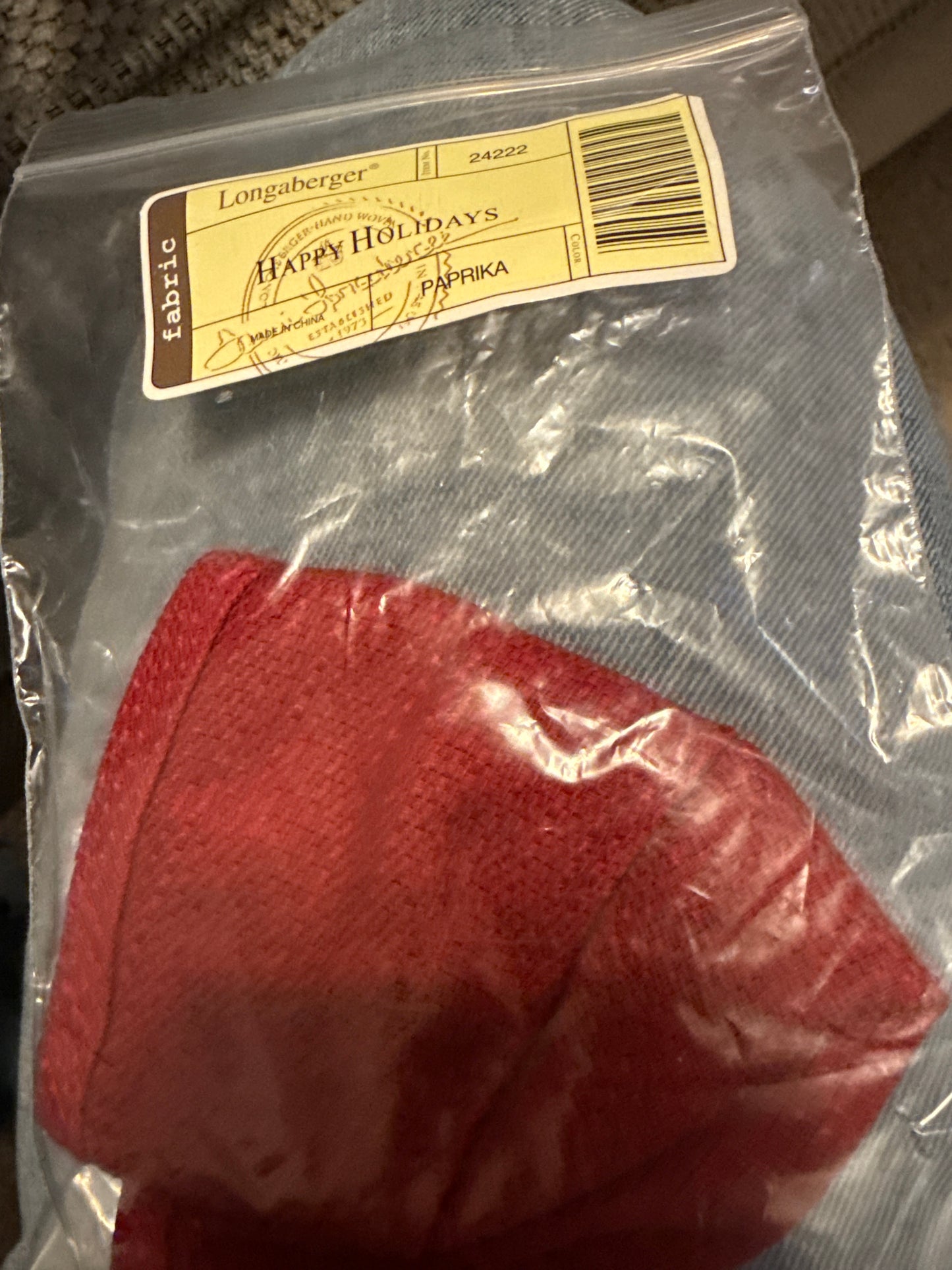 Longaberger happy holidays liner in paprika