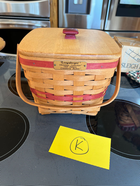 Longaberger cranberry basket with lid