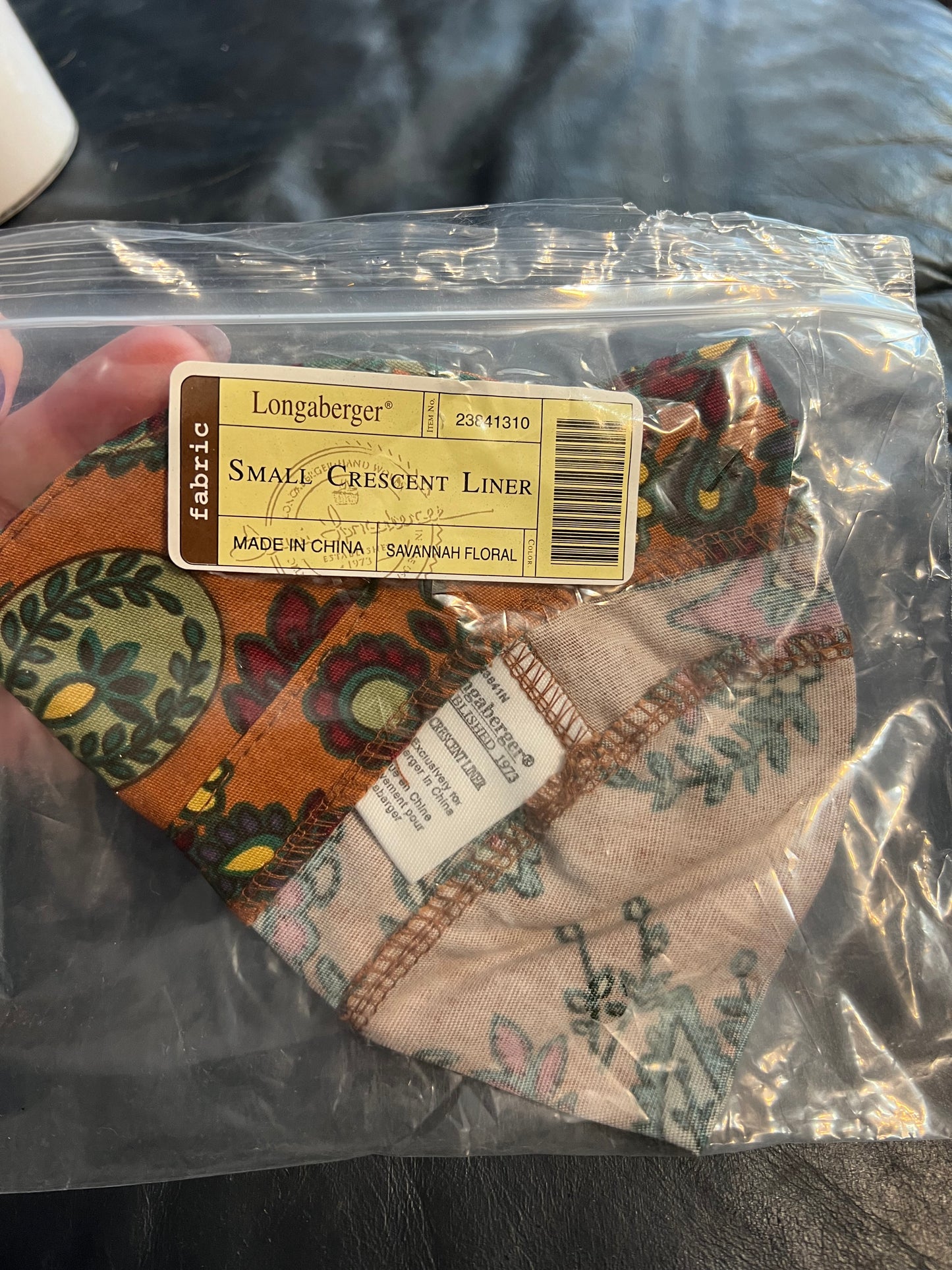 Longaberger Small Crescent Liner in Savannah Floral