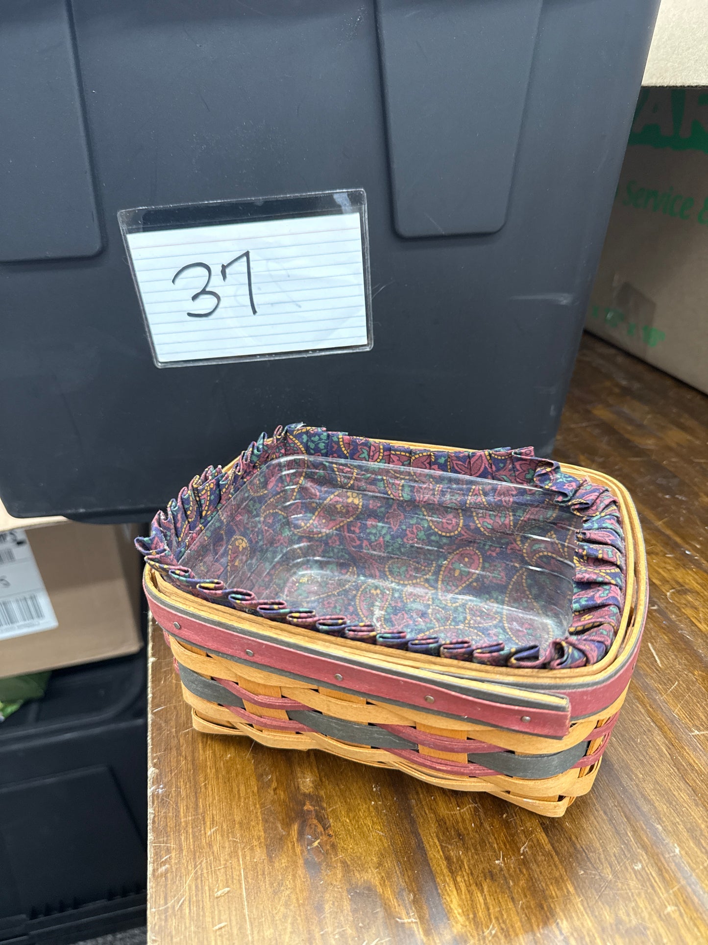 Longaberger Father’s Day address basket with liner and protector