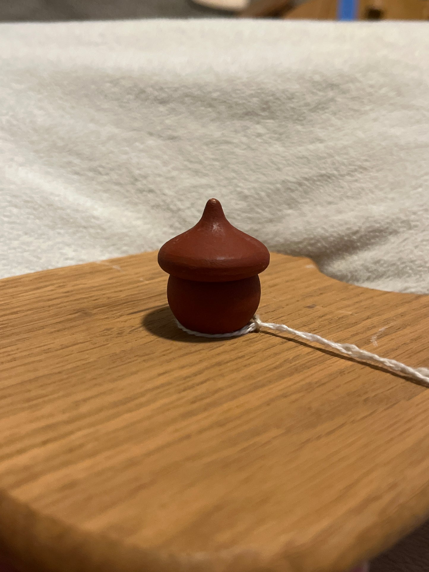 Wooden square lid 5.25” - red knob