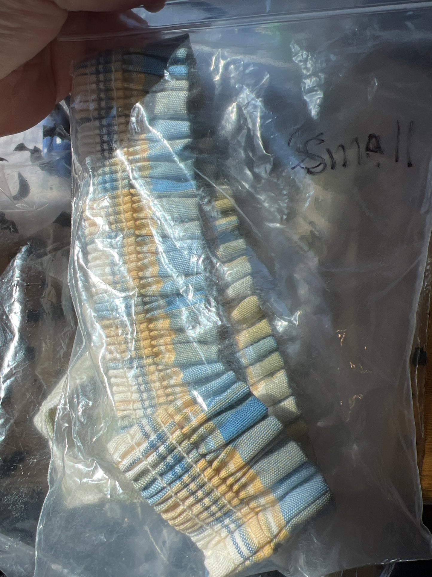 Longaberger small garter in cornflower plaid