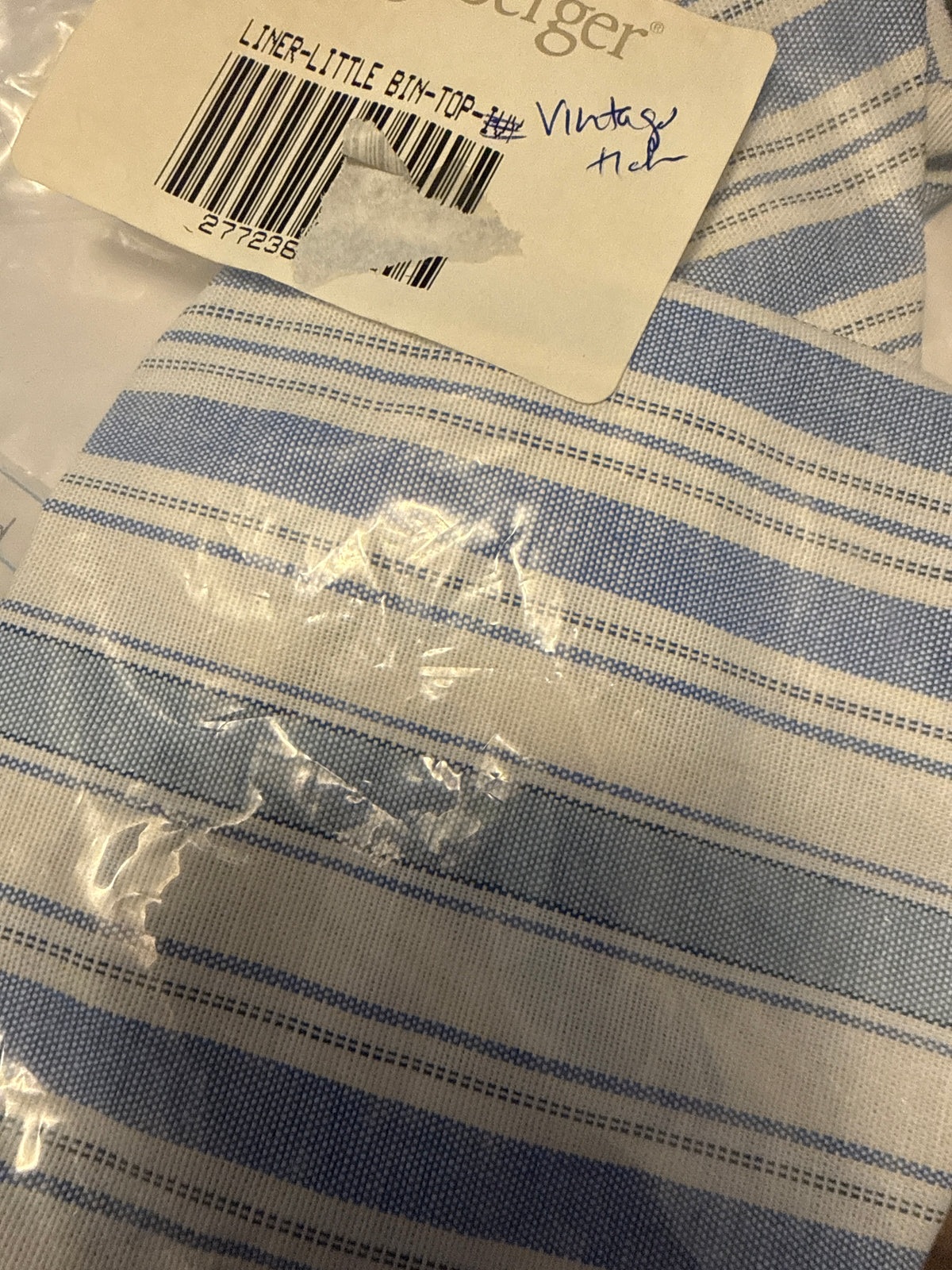 Longaberger little bin top liner in vintage tick