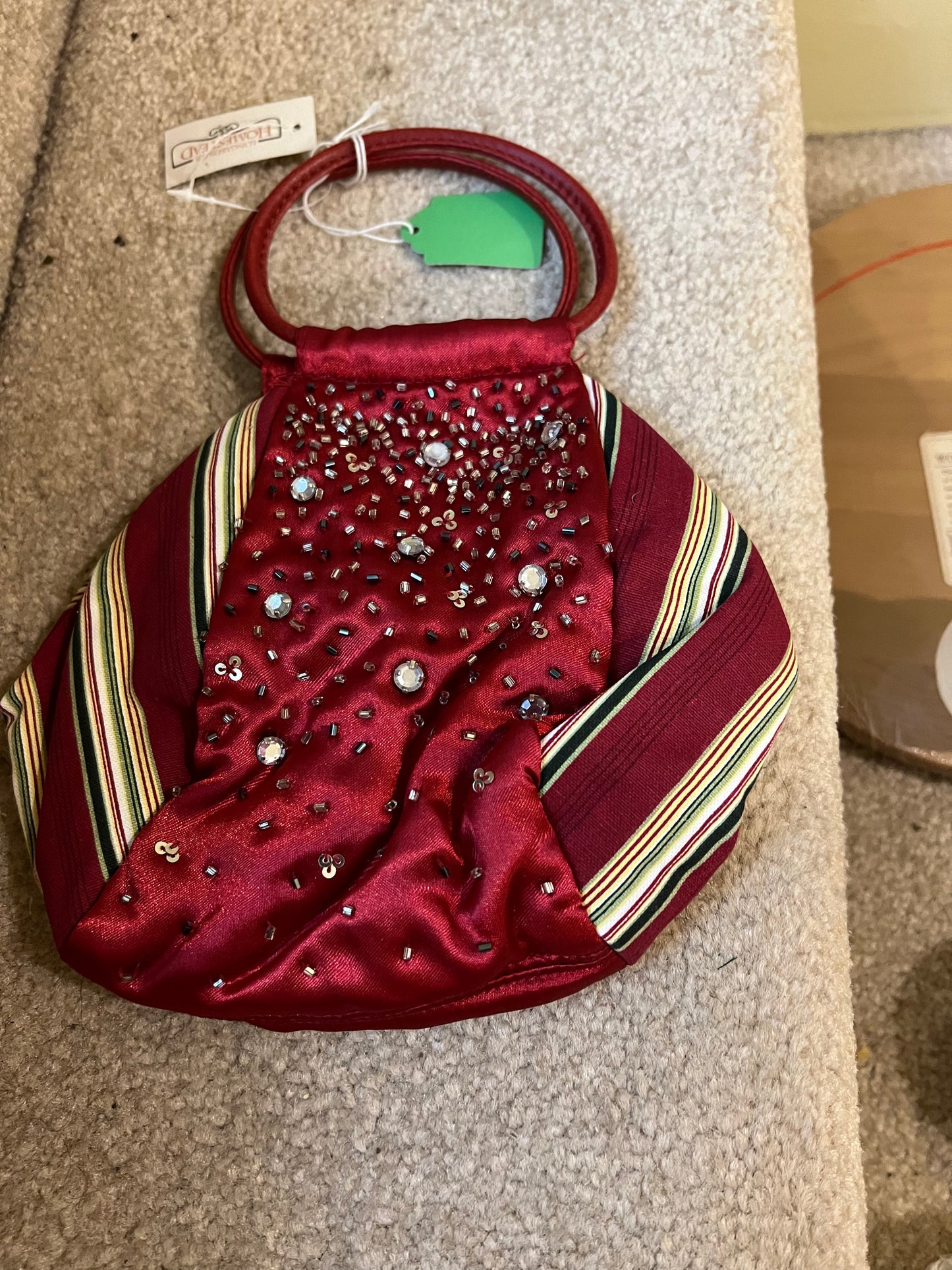 Longaberger holiday stripe purse