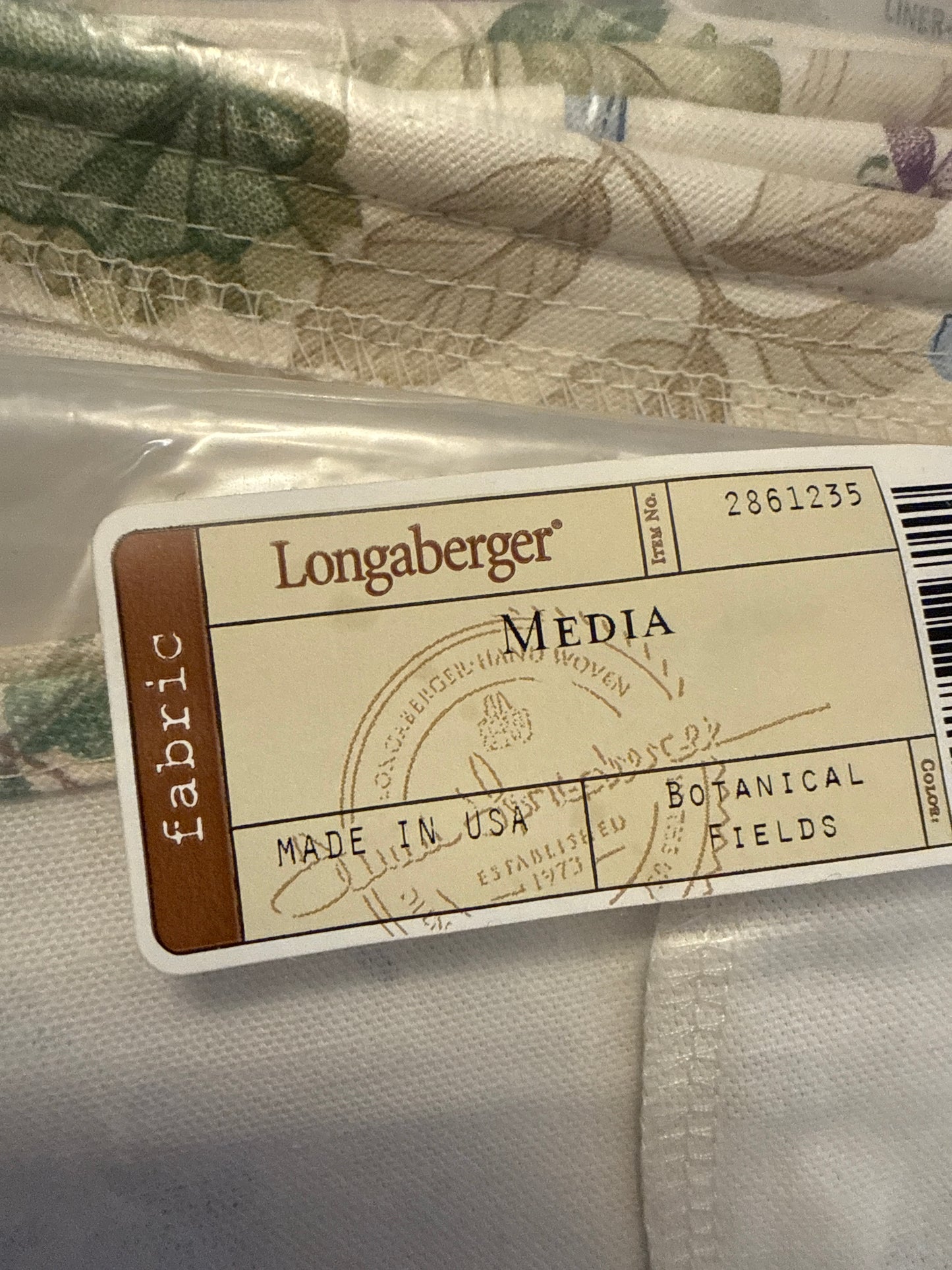 Longaberger media liner in botanical fields