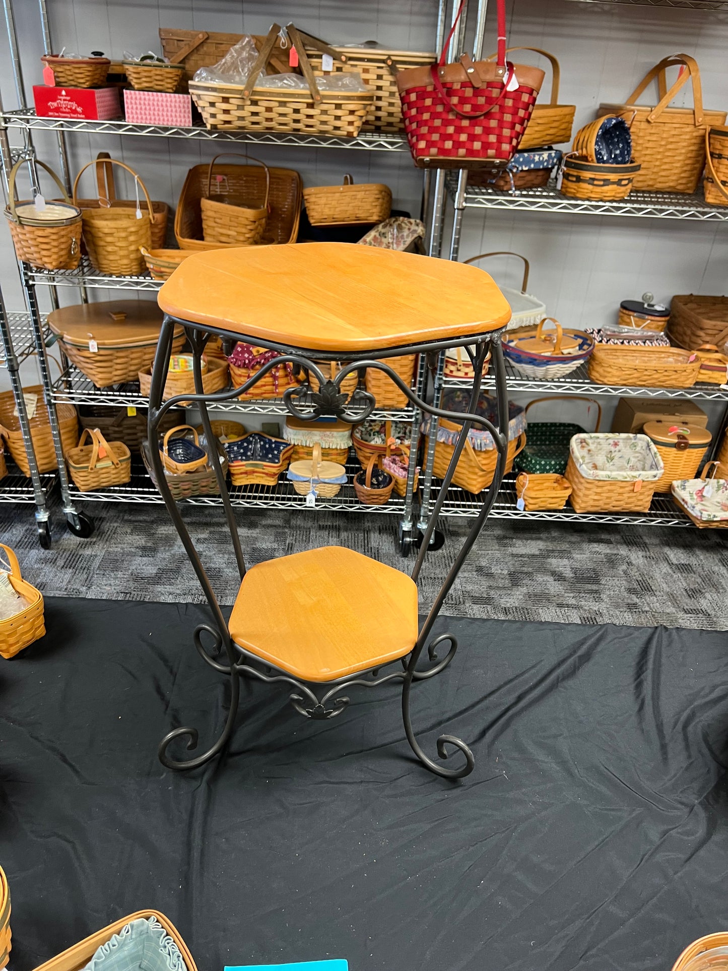 Longaberger wrought iron generation table with shelves Bonkers 4 Baskets