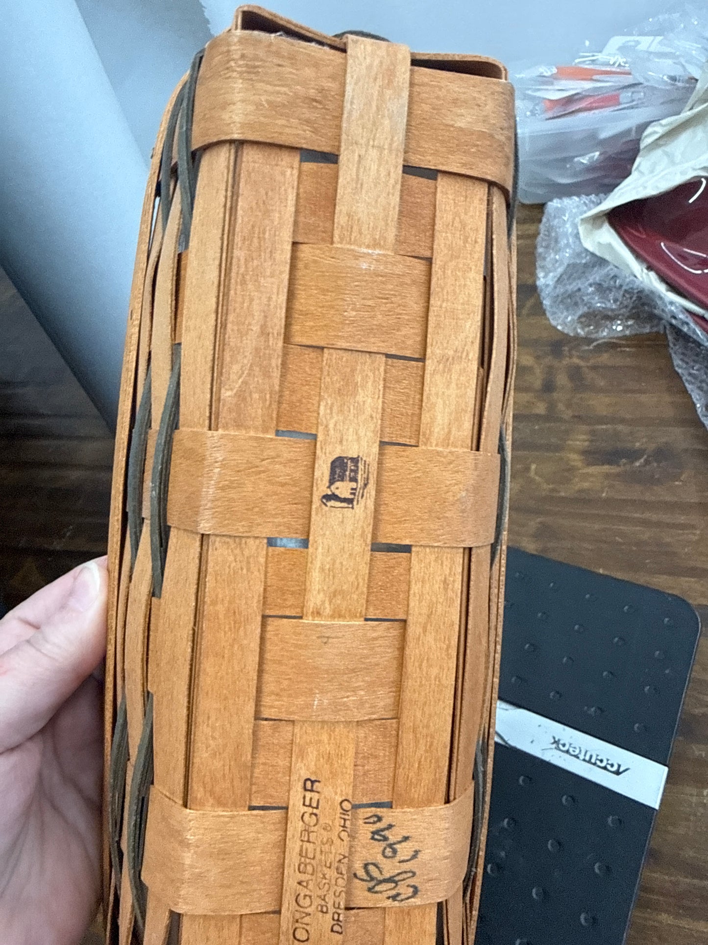 Longaberger cracker basket with protector (protector is dirty)