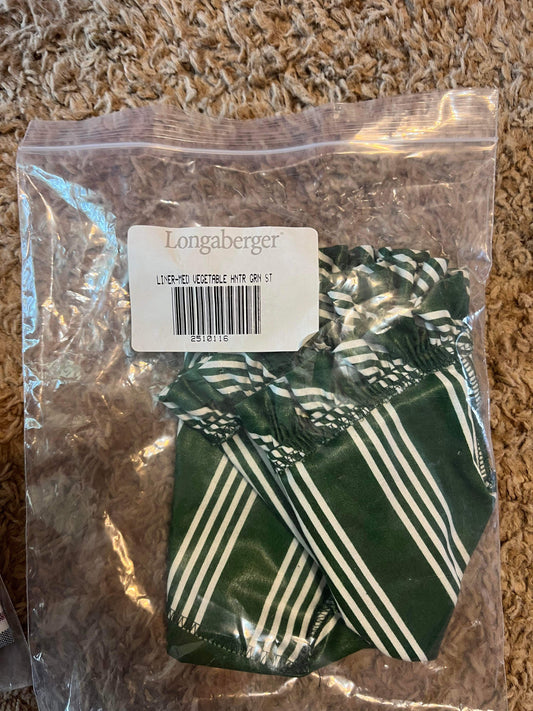 Longaberger Medium Vegetable Liner in Hunter Green Stripe