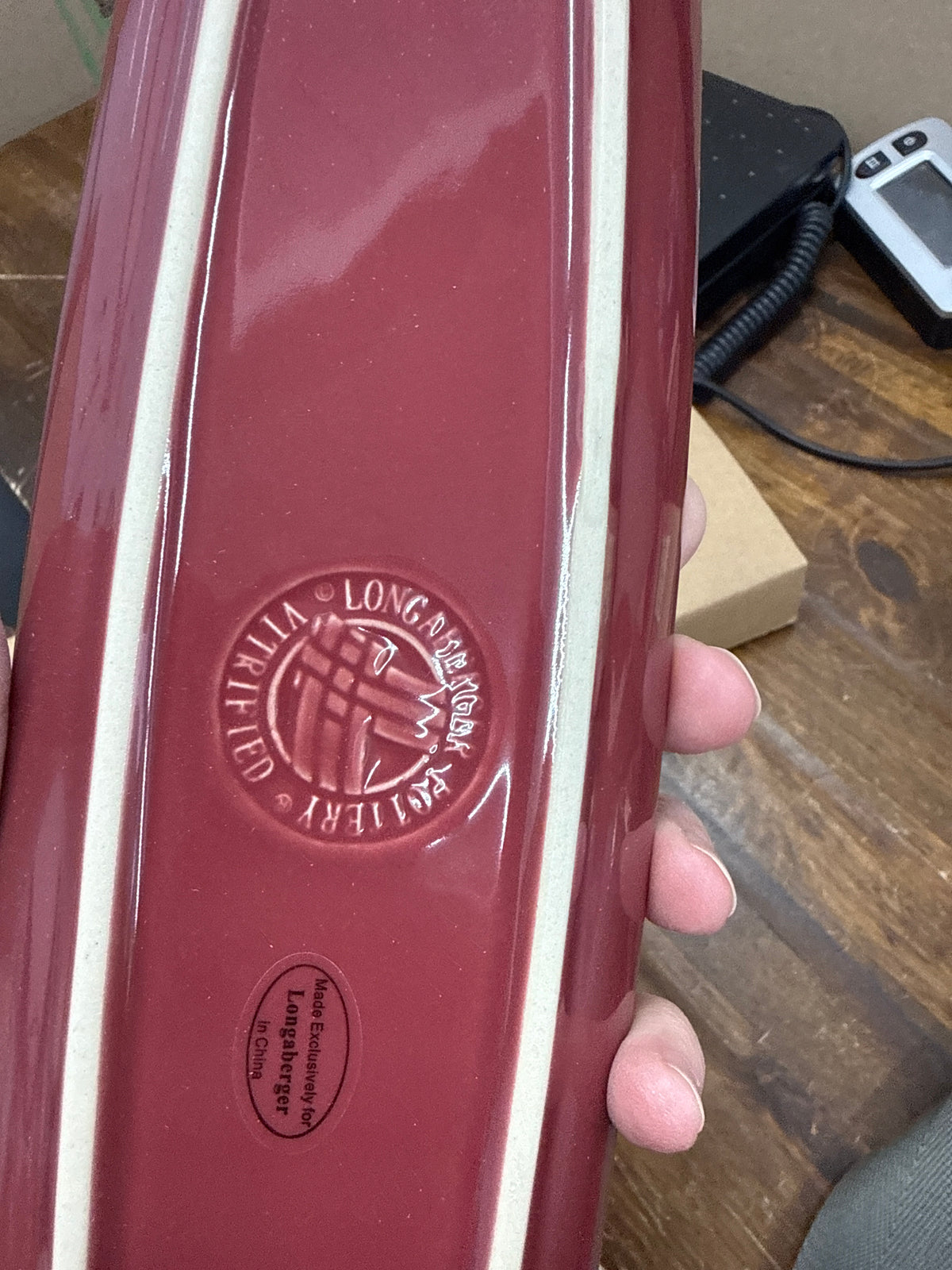 Longaberger olive plate in paprika