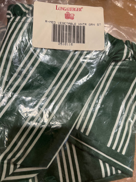 Longaberger medium vegetable in hunter green stripe