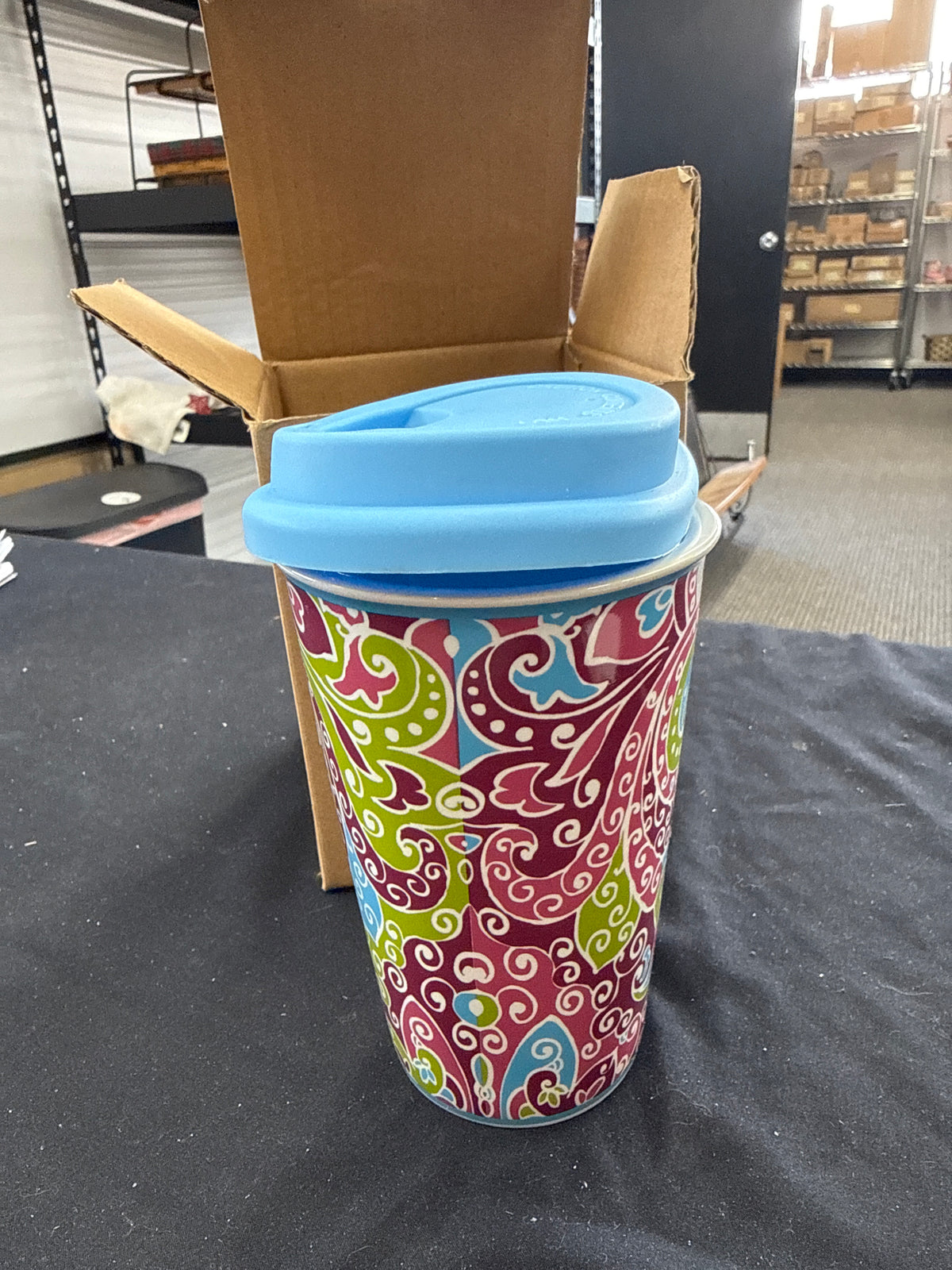 Longaberger sisters travel mug in fantasy.